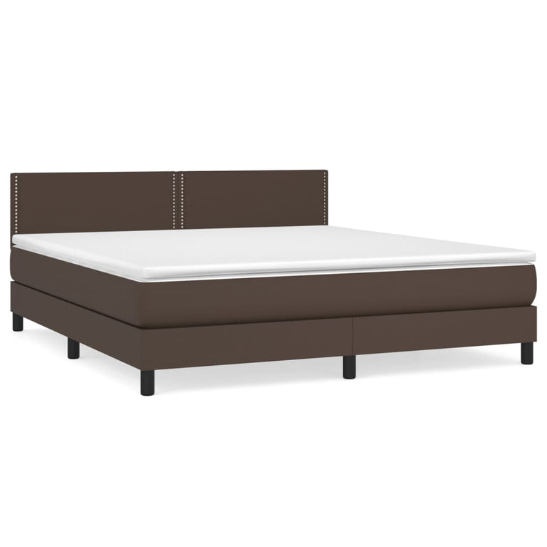 Boxspring met matras kunstleer bruin 180x200 cm