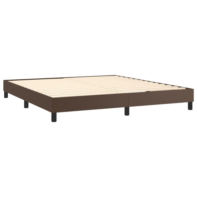 Boxspring met matras kunstleer bruin 180x200 cm