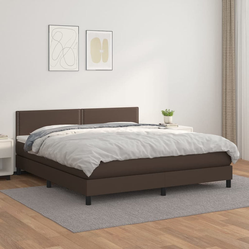Boxspring met matras kunstleer bruin 180x200 cm