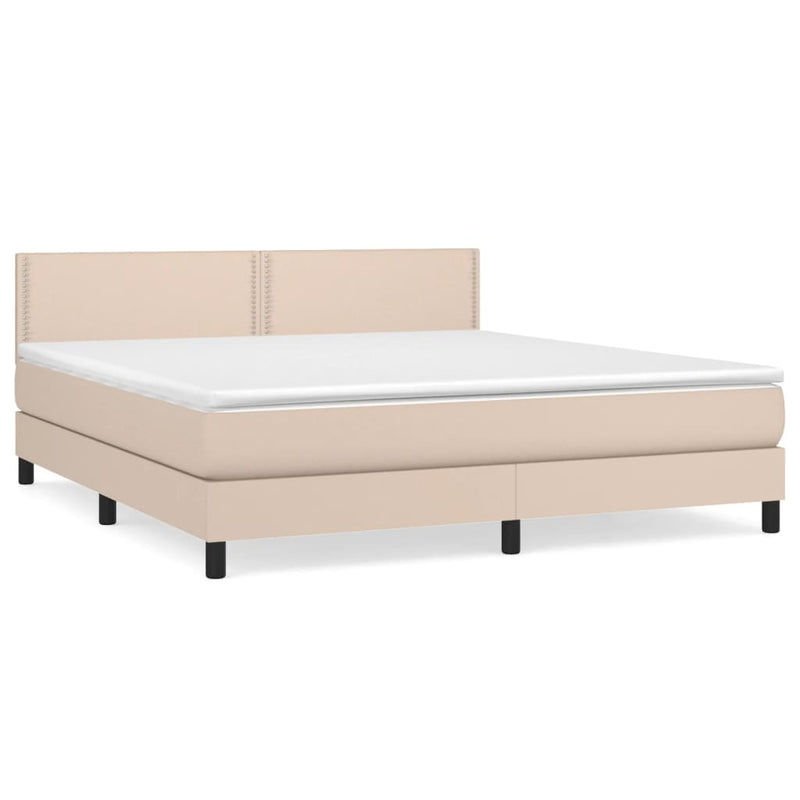 Boxspring met matras kunstleer cappuccinokleurig 180x200 cm