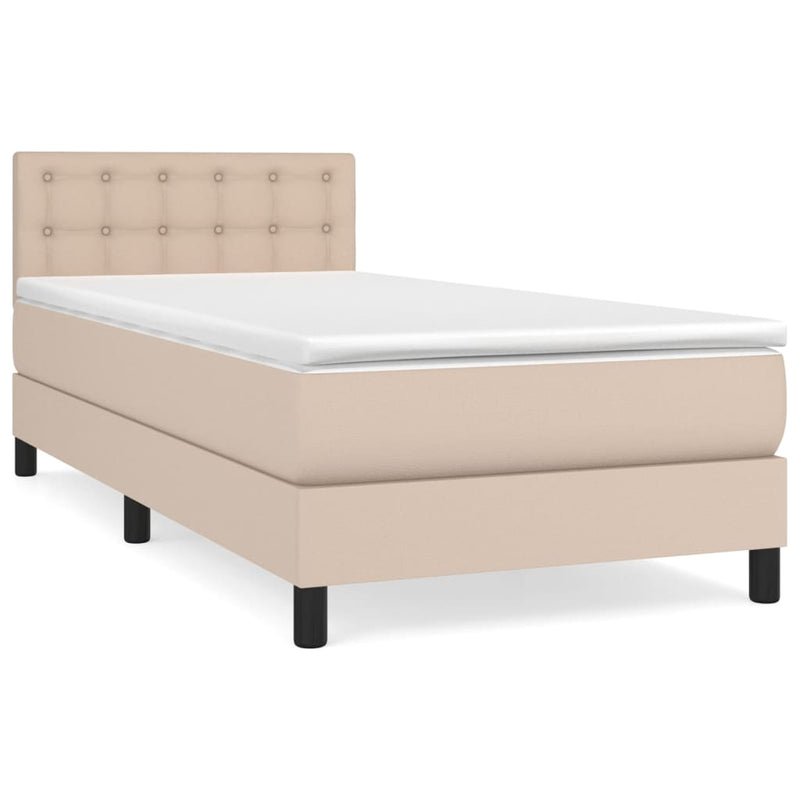 Boxspring met matras kunstleer cappuccinokleurig 90x190 cm