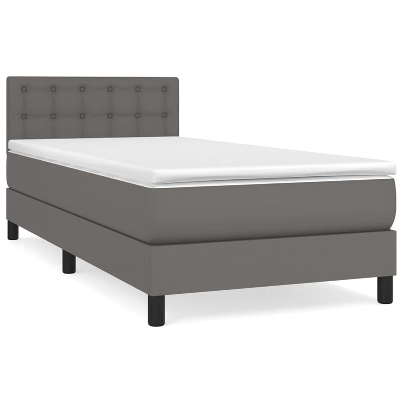 Boxspring met matras kunstleer grijs 100x200 cm