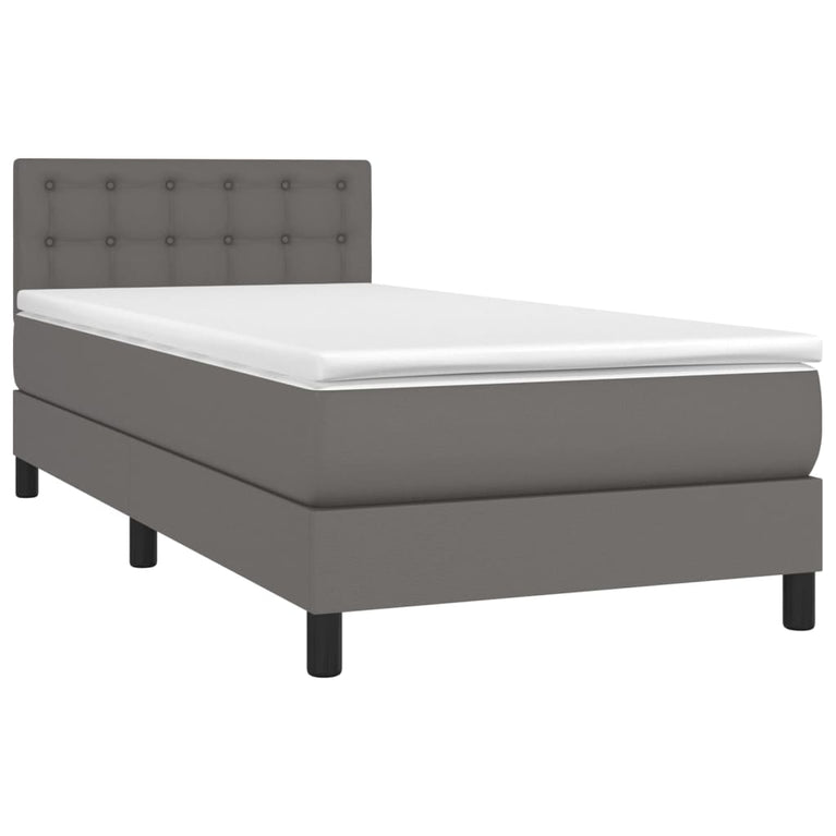 Boxspring met matras kunstleer grijs 100x200 cm