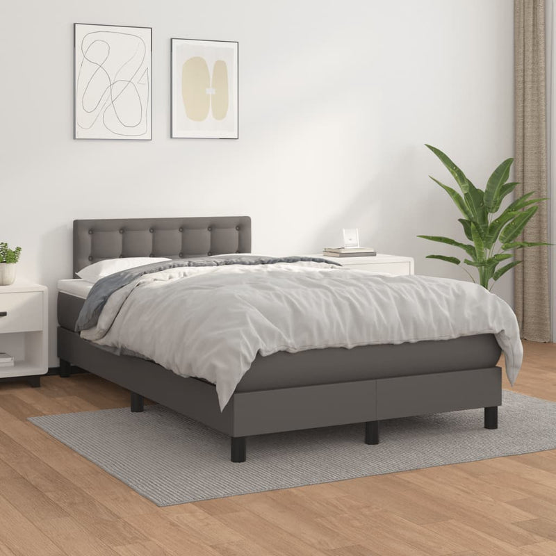 Boxspring met matras kunstleer grijs 120x200 cm