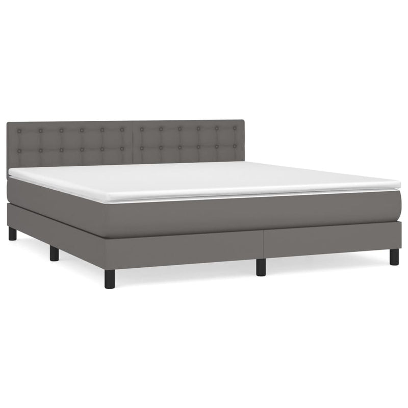 Boxspring met matras kunstleer grijs 160x200 cm