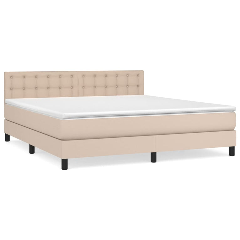 Boxspring met matras kunstleer cappuccinokleurig 160x200 cm
