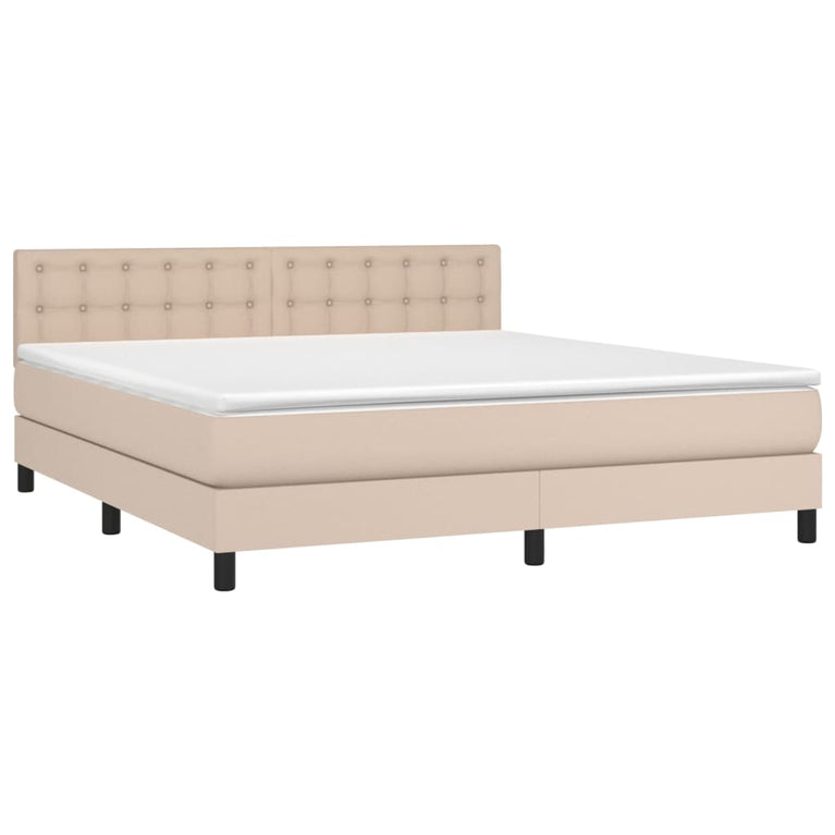 Boxspring met matras kunstleer cappuccinokleurig 160x200 cm