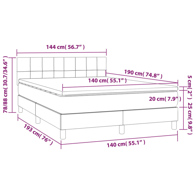 Boxspring met matras fluweel zwart 140x190 cm