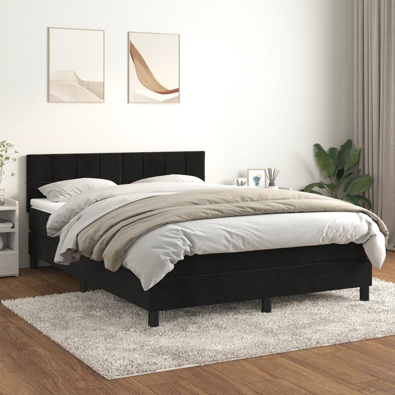 Boxspring met matras fluweel zwart 140x190 cm