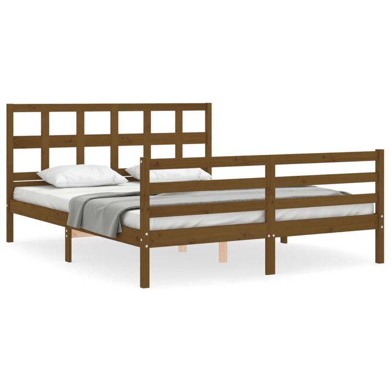 Bedframe met hoofdbord hout honingbruin 160x200 cm