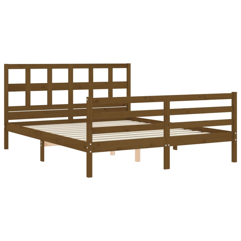 Bedframe met hoofdbord hout honingbruin 160x200 cm