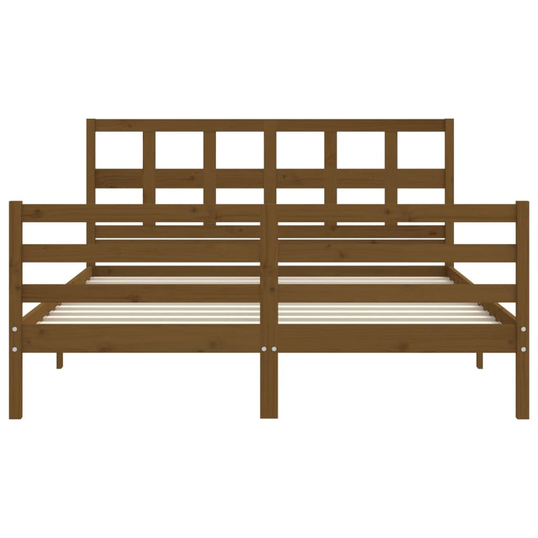 Bedframe met hoofdbord hout honingbruin 160x200 cm