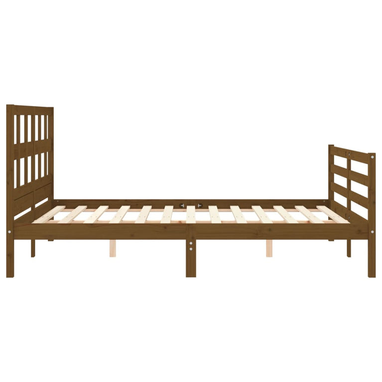 Bedframe met hoofdbord hout honingbruin 160x200 cm