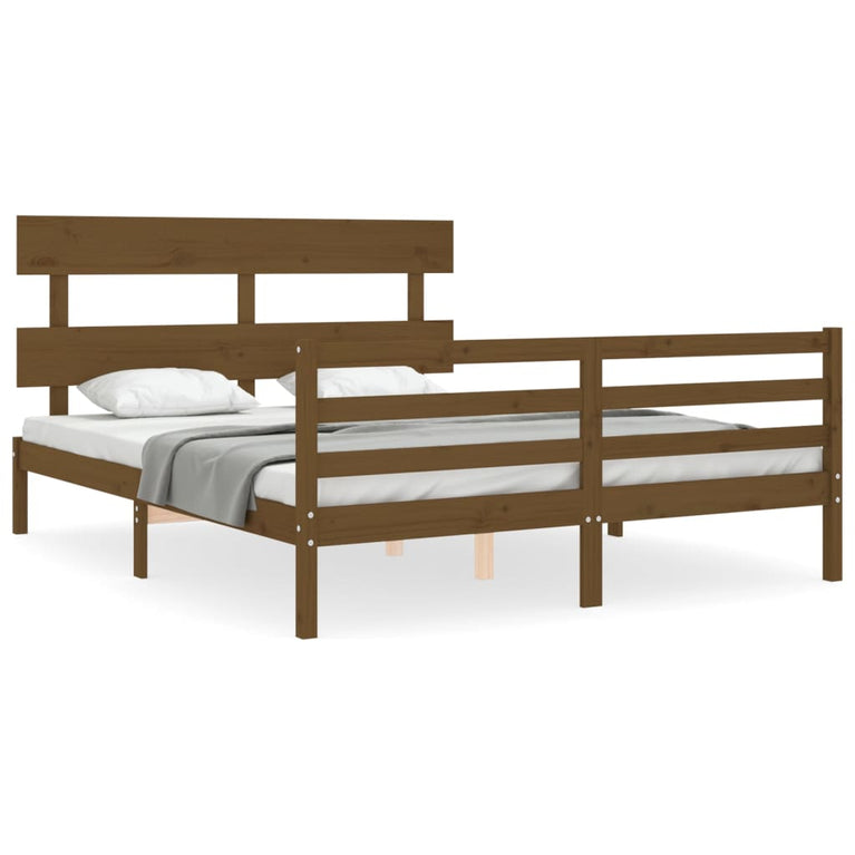 Bedframe met hoofdbord hout honingbruin 160x200 cm