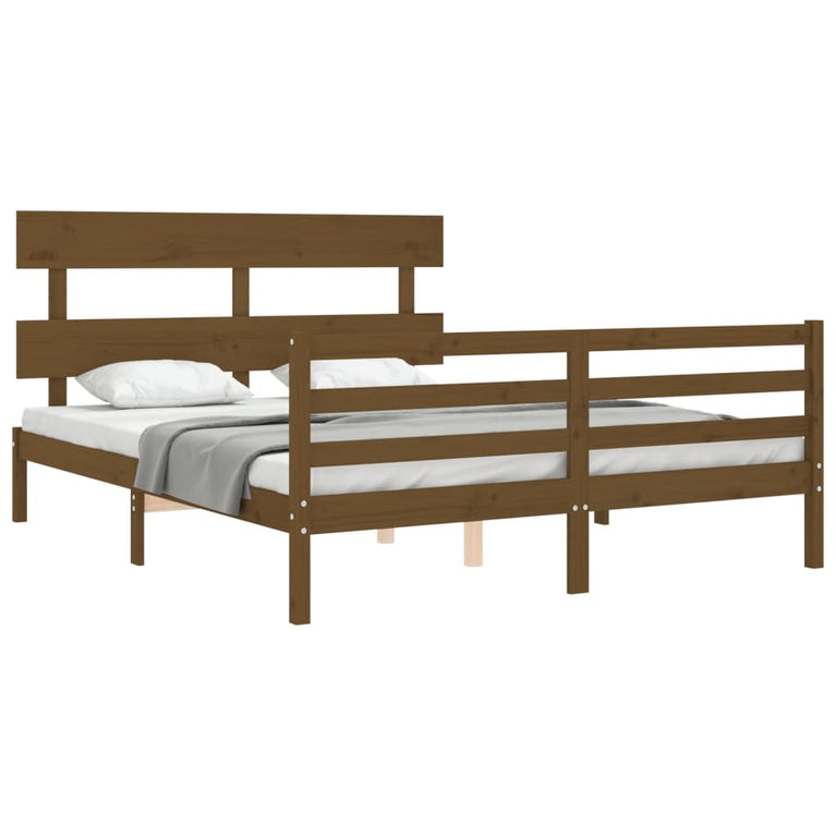 Bedframe met hoofdbord hout honingbruin 160x200 cm