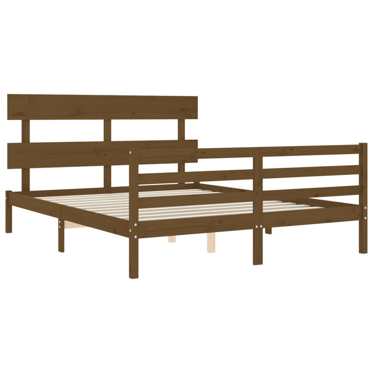 Bedframe met hoofdbord hout honingbruin 160x200 cm