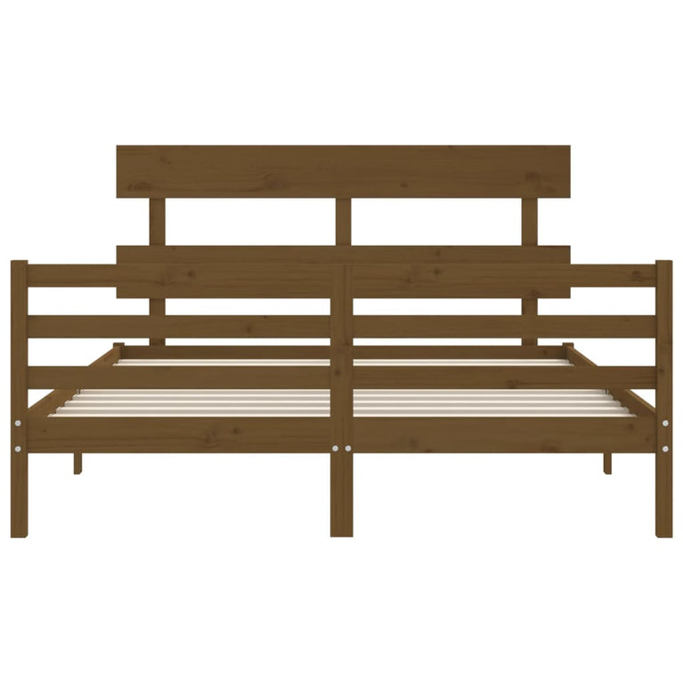 Bedframe met hoofdbord hout honingbruin 160x200 cm