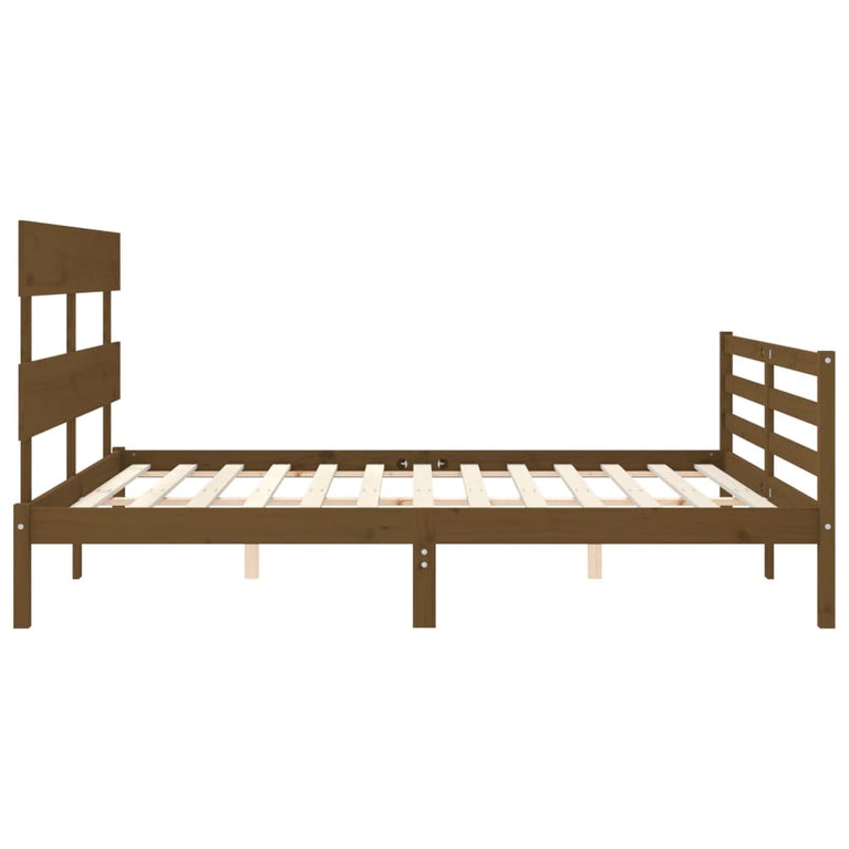 Bedframe met hoofdbord hout honingbruin 160x200 cm