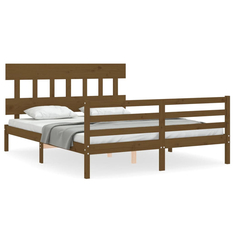 Bedframe met hoofdbord hout honingbruin 160x200 cm