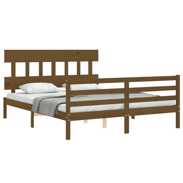 Bedframe met hoofdbord hout honingbruin 160x200 cm