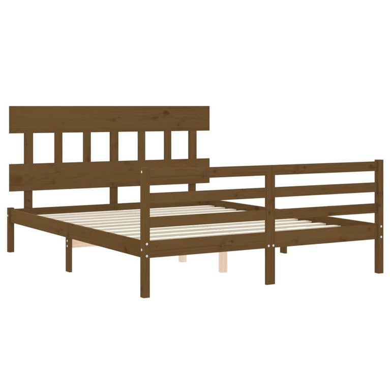 Bedframe met hoofdbord hout honingbruin 160x200 cm