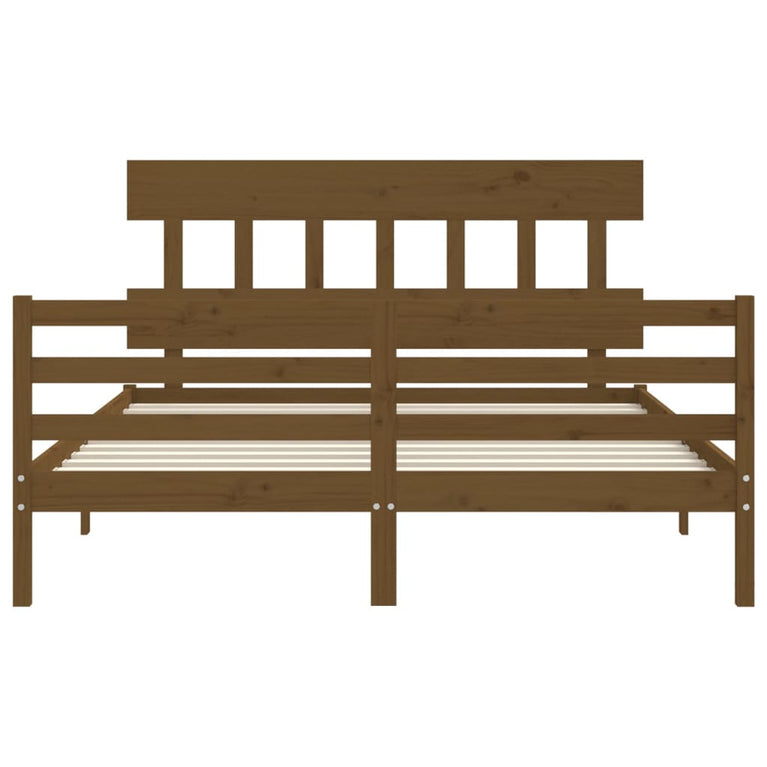 Bedframe met hoofdbord hout honingbruin 160x200 cm