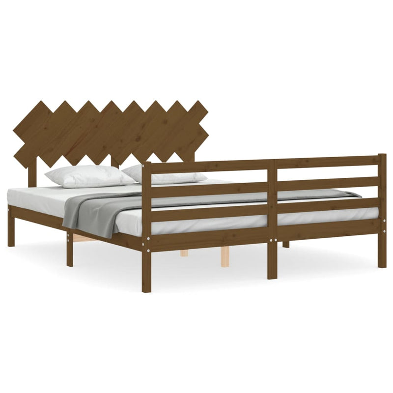 Bedframe met hoofdbord hout honingbruin 160x200 cm