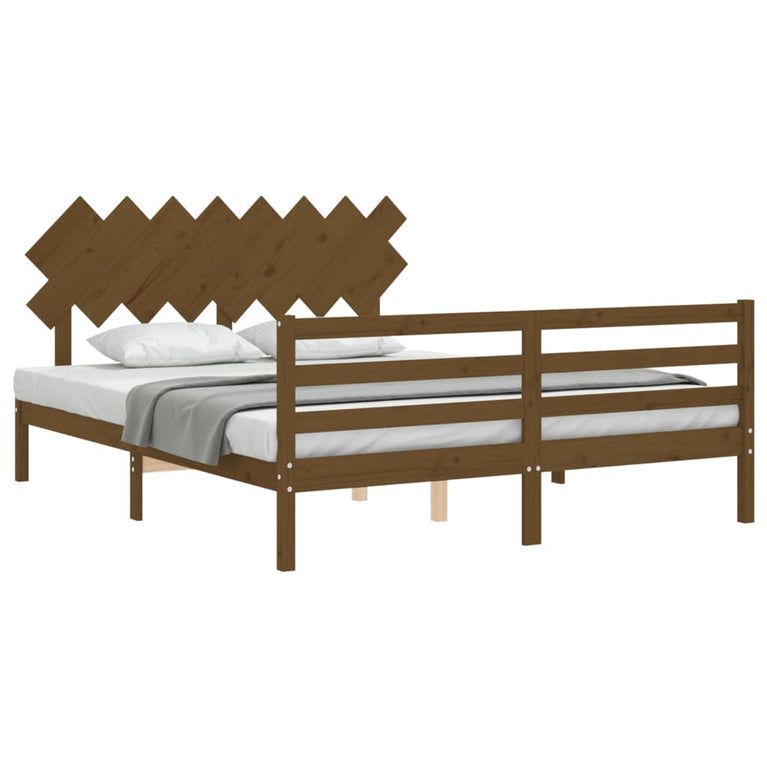 Bedframe met hoofdbord hout honingbruin 160x200 cm