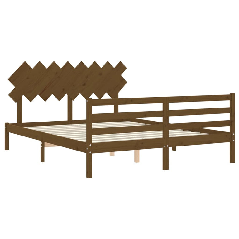 Bedframe met hoofdbord hout honingbruin 160x200 cm