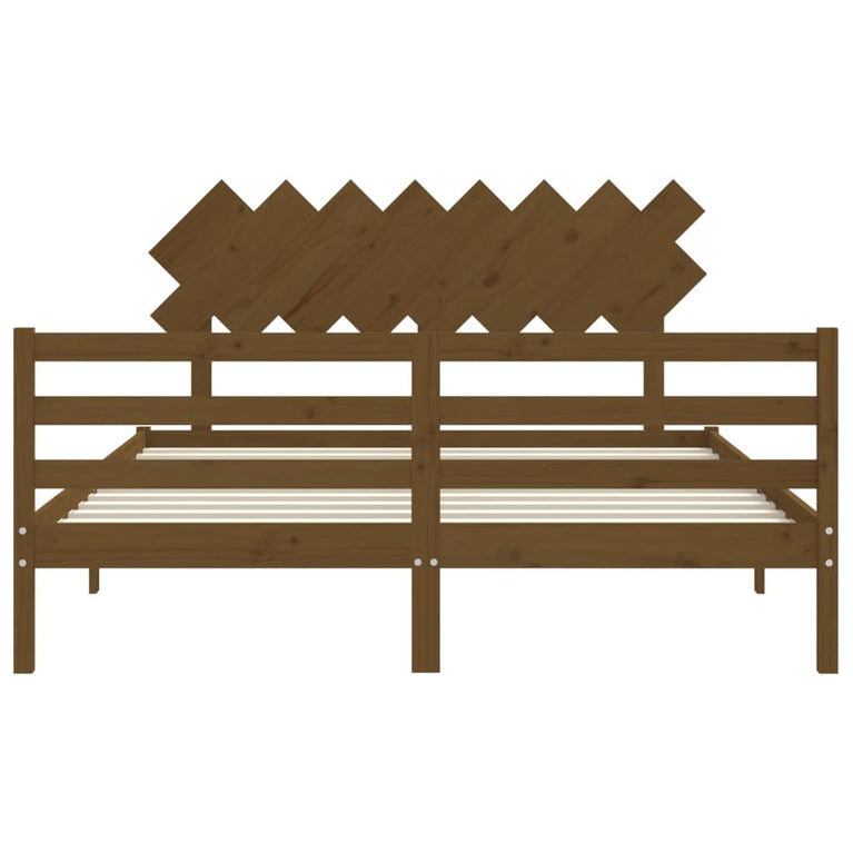 Bedframe met hoofdbord hout honingbruin 160x200 cm