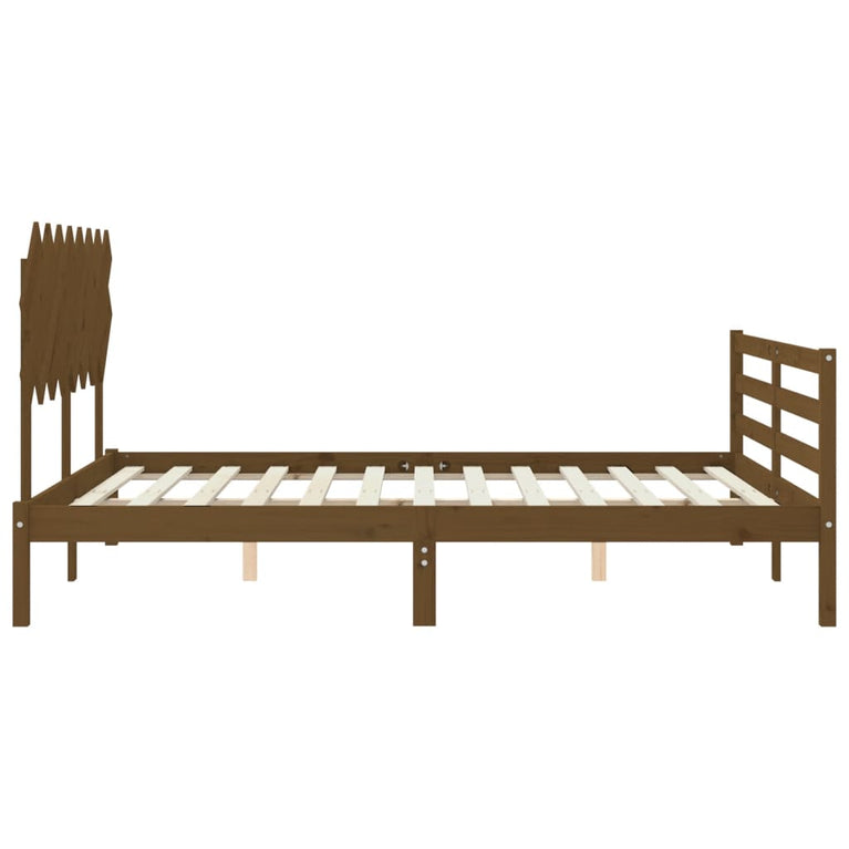 Bedframe met hoofdbord hout honingbruin 160x200 cm