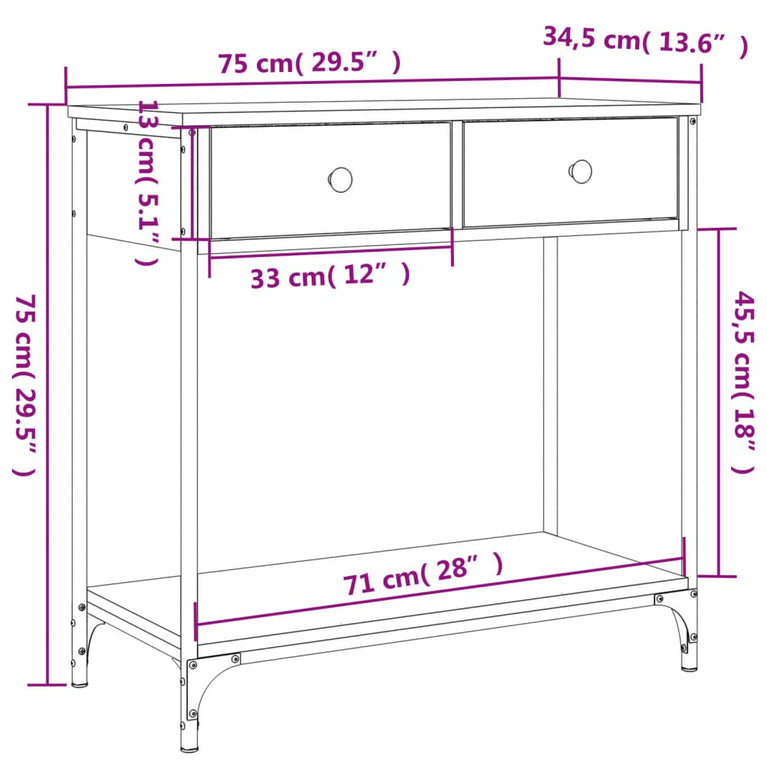 Wandtafel 75x34,5x75 cm bewerkt hout sonoma eikenkleurig