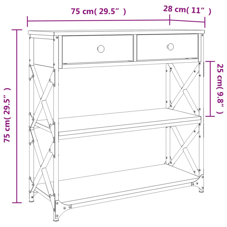 Wandtafel 75x28x75 cm bewerkt hout zwart