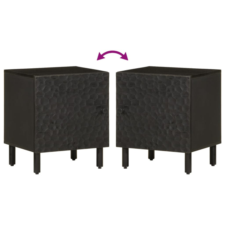 Nachtkastjes 2 st 40x33x46 cm massief mangohout zwart