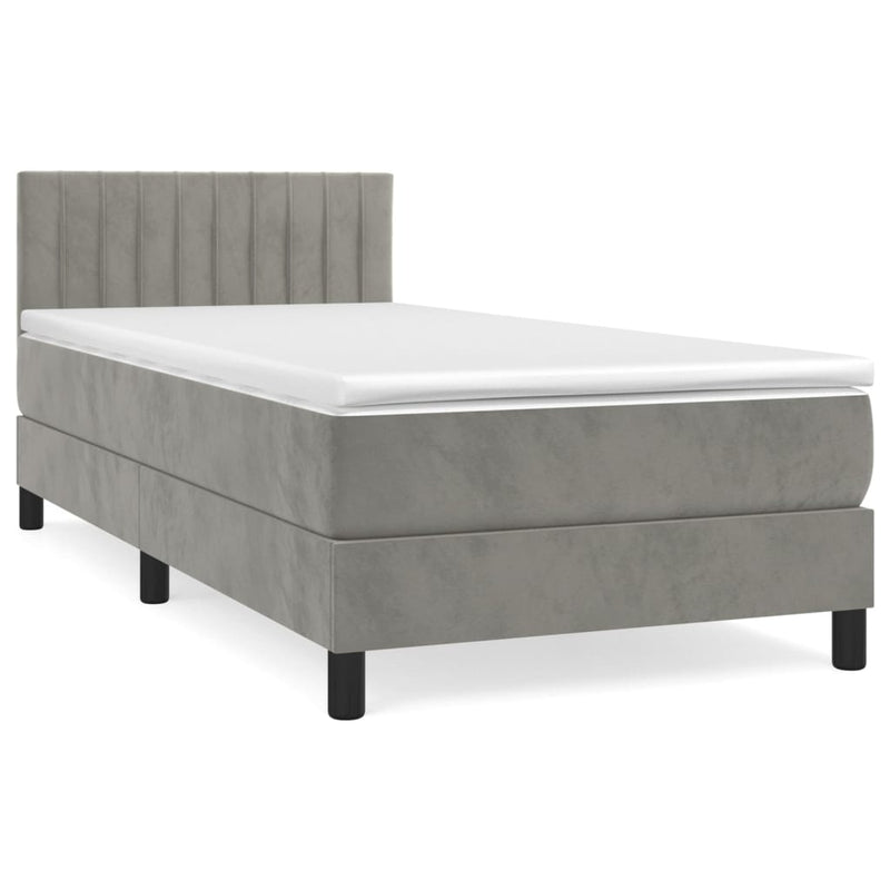 Boxspring met matras fluweel lichtgrijs 90x200 cm