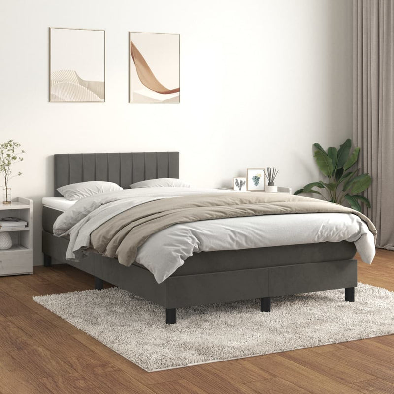 Boxspring met matras fluweel donkergrijs 120x200 cm