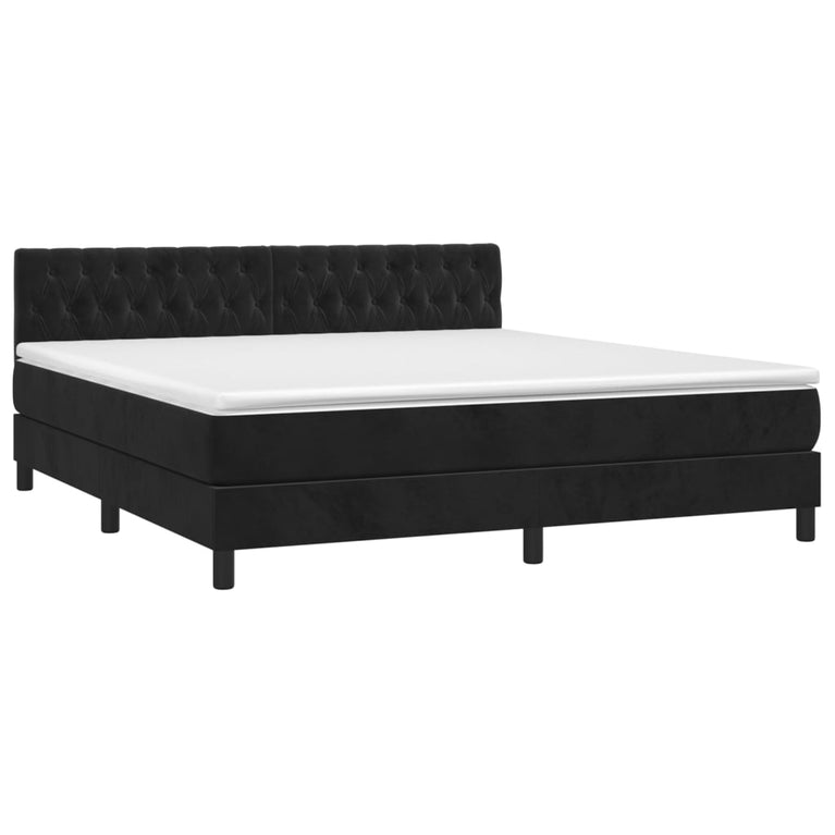Boxspring met matras fluweel zwart 180x200 cm