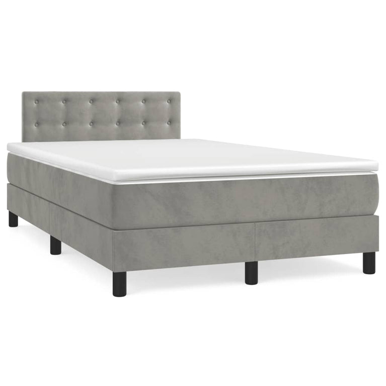 Boxspring met matras fluweel lichtgrijs 120x200 cm