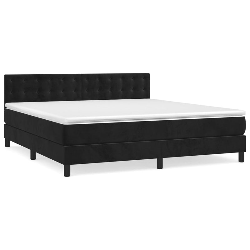 Boxspring met matras fluweel zwart 160x200 cm
