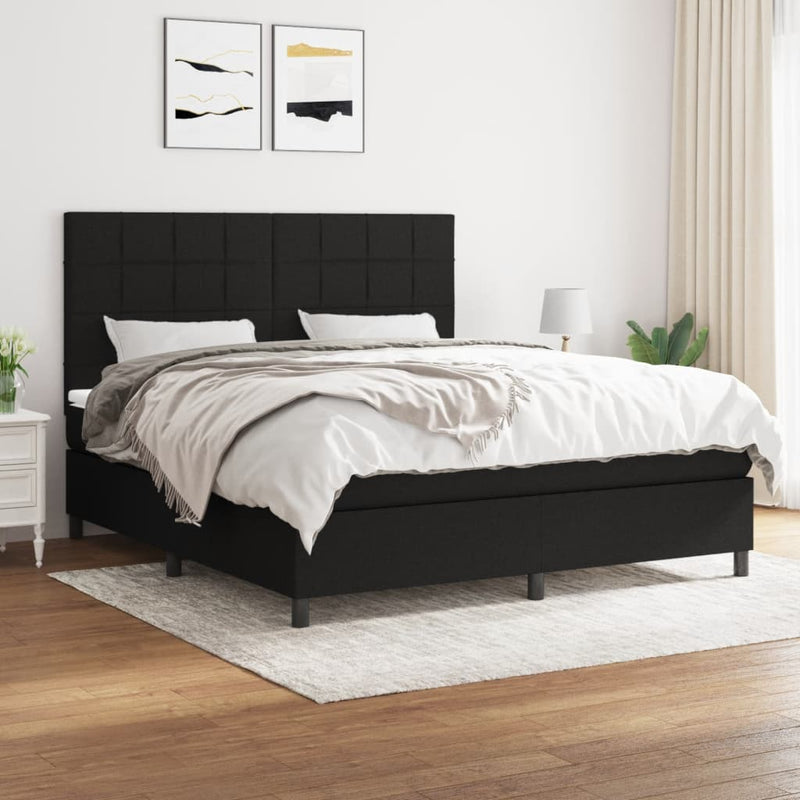 Boxspring met matras stof zwart 160x200 cm