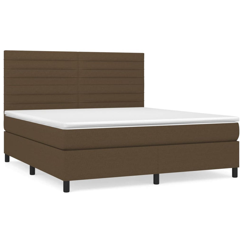 Boxspring met matras stof donkerbruin 180x200 cm