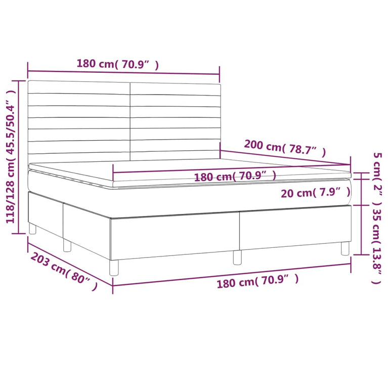 Boxspring met matras stof donkerbruin 180x200 cm