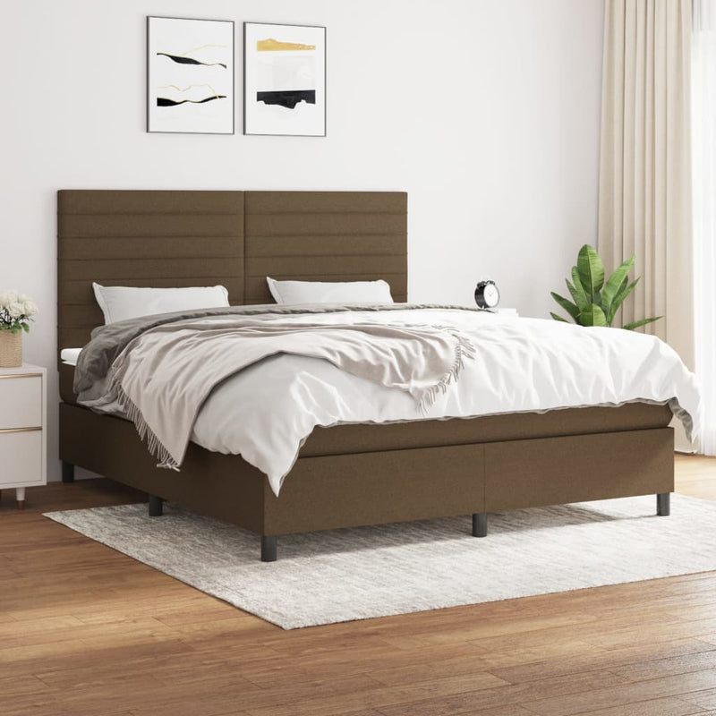 Boxspring met matras stof donkerbruin 180x200 cm