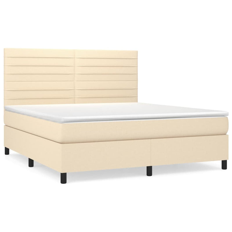 Boxspring met matras stof crèmekleurig 180x200 cm