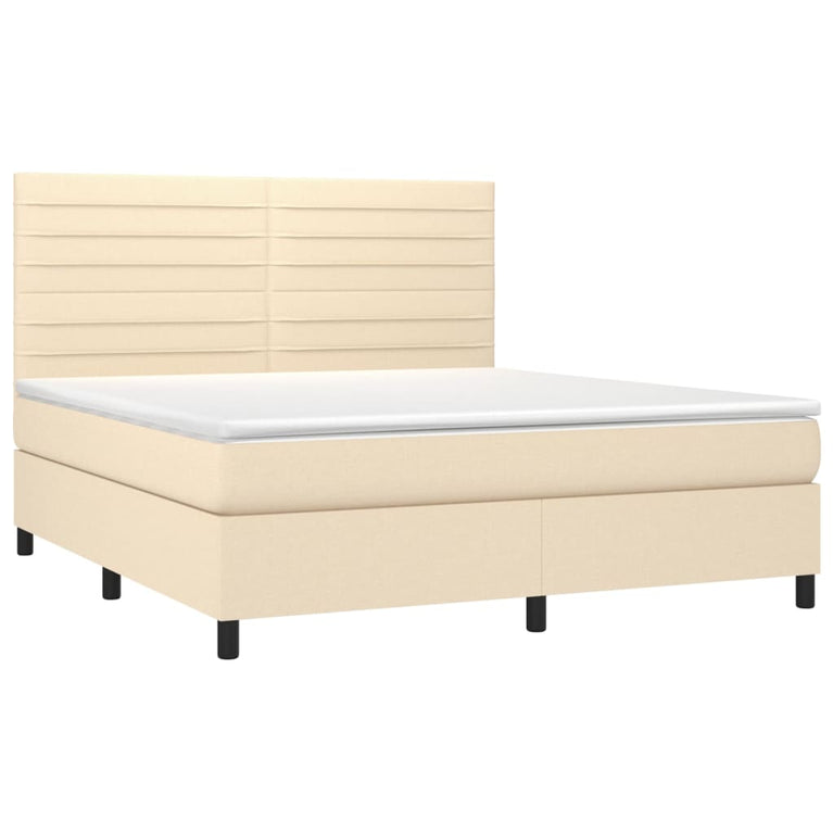 Boxspring met matras stof crèmekleurig 180x200 cm