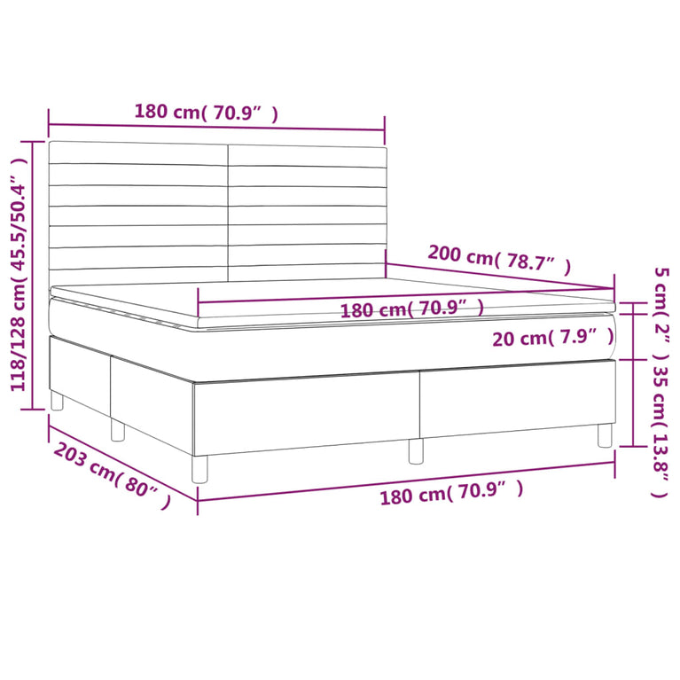 Boxspring met matras stof crèmekleurig 180x200 cm