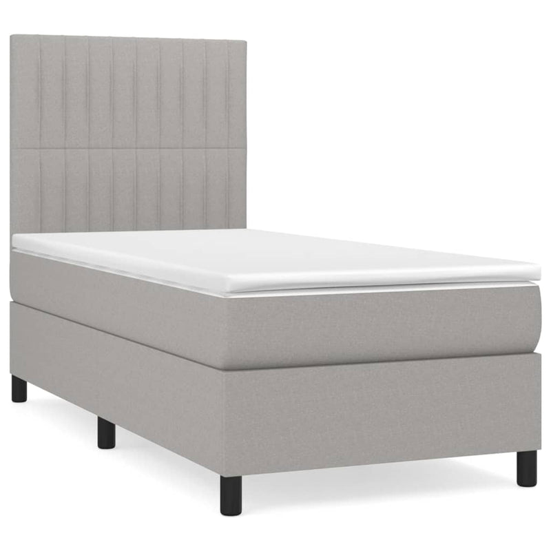 Boxspring met matras stof lichtgrijs 80x200 cm