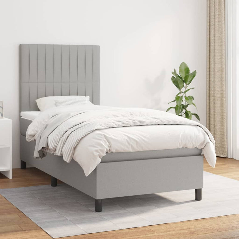 Boxspring met matras stof lichtgrijs 80x200 cm