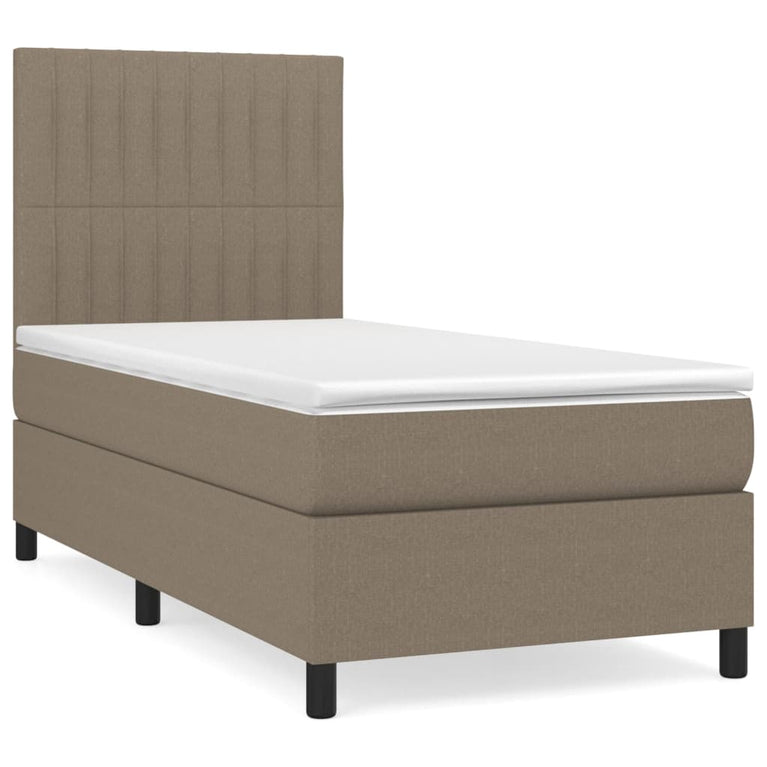 Boxspring met matras stof taupe 100x200 cm