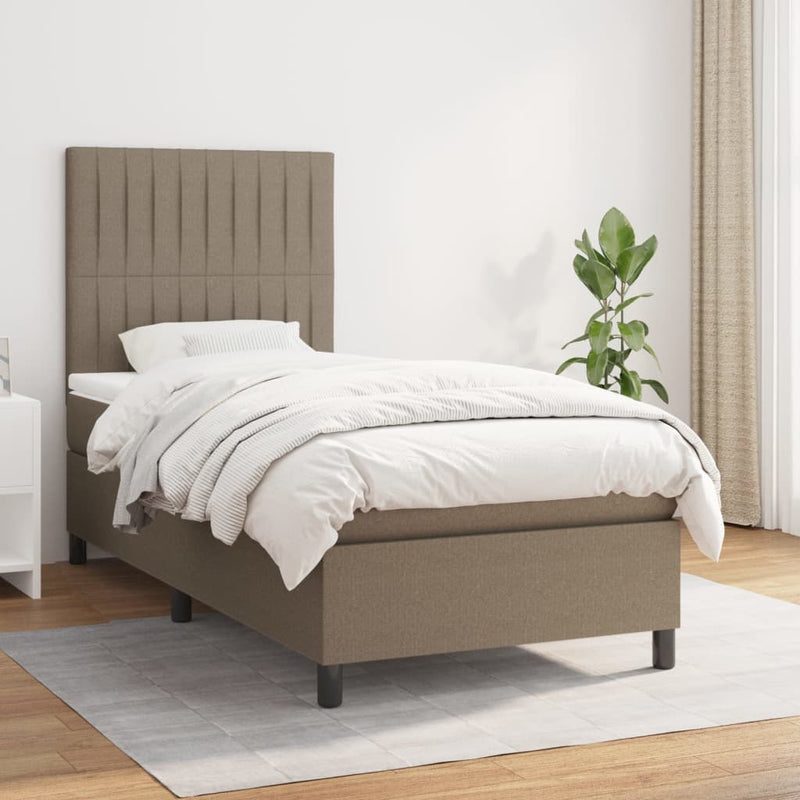 Boxspring met matras stof taupe 100x200 cm